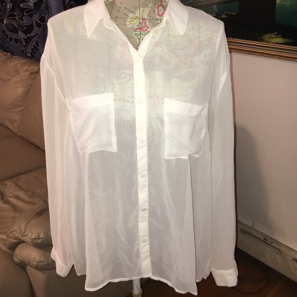 Forever 21 sheer button up shirt