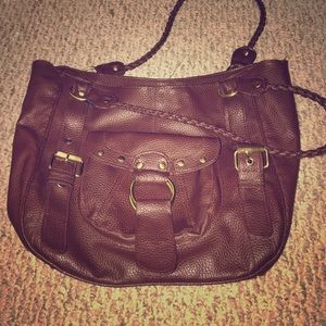 Brown, golden buckled purse