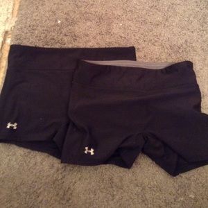 2 pair black under amour spandex shorts