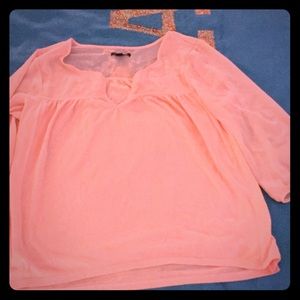 Peach Sheer-Sleeved Shirt