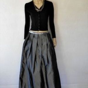 Silver Taffeta Maxi-Skirt