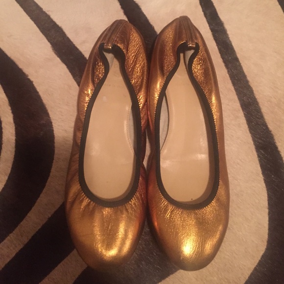 JCREW LULA STYLE GOLD METALLIC LEATHER FLATS