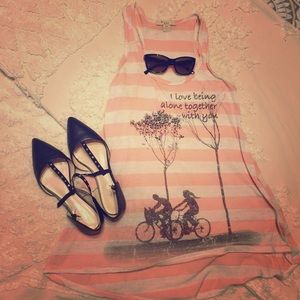 Blush and cream striped tank