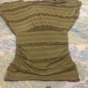 Green shirt with dot designs