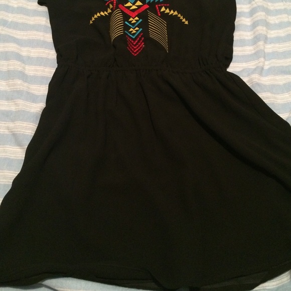 BOGO! Black Aztec Embroidered Dress - Picture 3 of 4