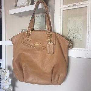 Brown leather coach purse