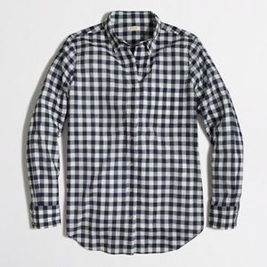 J Crew Navy Gingham Button Down