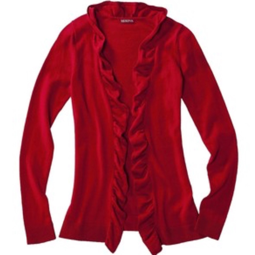 Red Cardigan with Ruffles; never worn!