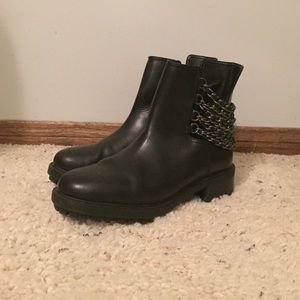 RARE Zara Black Leather Chain Booties