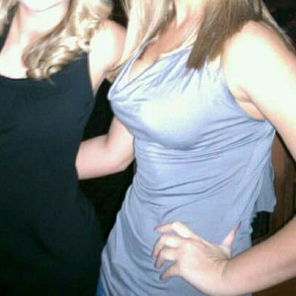 Gray Guess swoop neck, sleeveless, ties in back