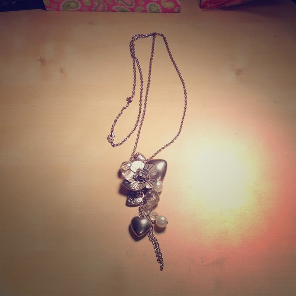 Silver, long necklace