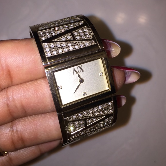 Armani exchange Gold watch with crystals