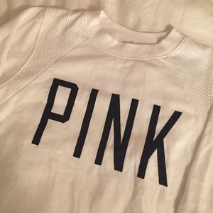 SALE White pull over PINK sweatshirt