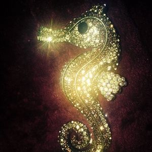 Gold Seahorse Elegant Brooch