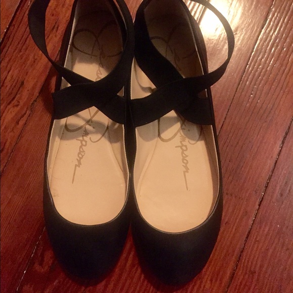 Jessica Simpson black ballerina strappy flats