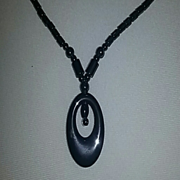 Dark Gray Necklace + Earrings - Picture 3 of 4