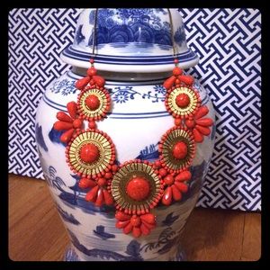 Orange and Gold Statement Necklace