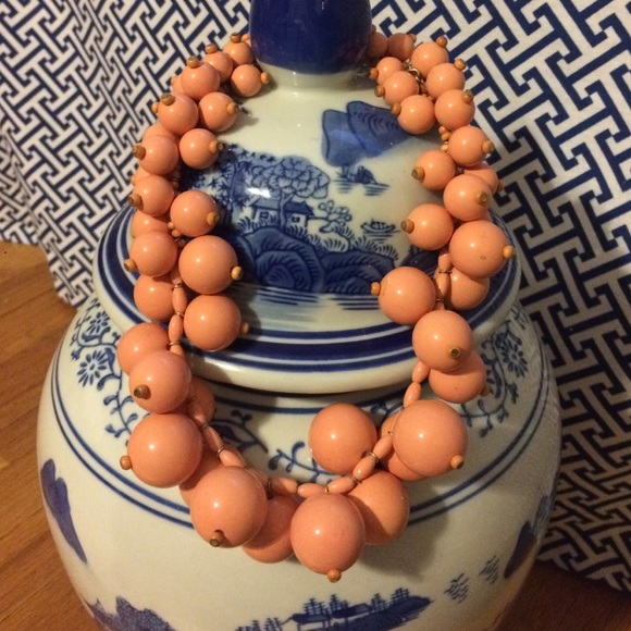 Light Pink/Coral Bauble Statement Necklace