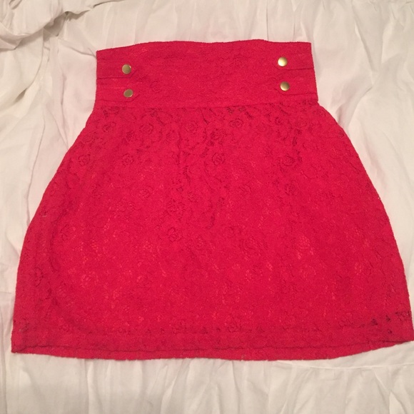 H&M Red Lace Mini Skirt