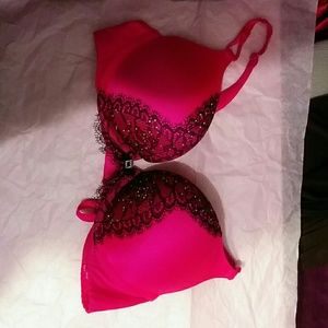 Victoria's Secret Hot Pink Embellished Bra
