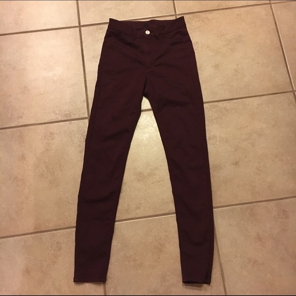 High Waisted Maroon Skinny Jeans