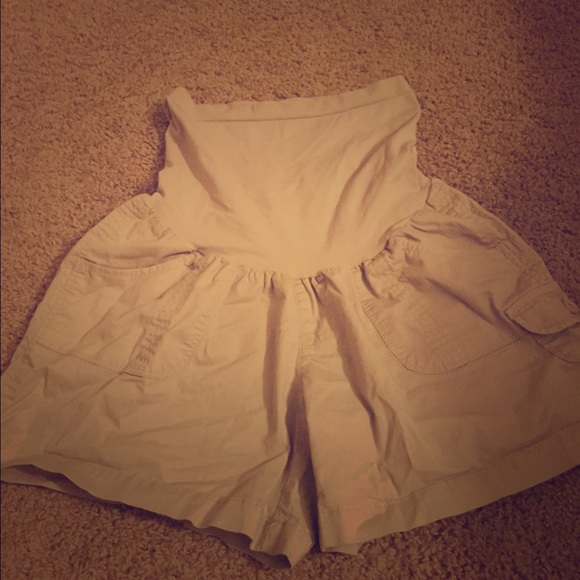 Motherhood maternity khaki shorts with full panel
