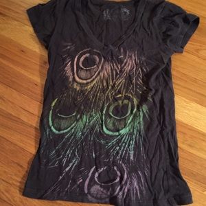 Navy peacock print tee