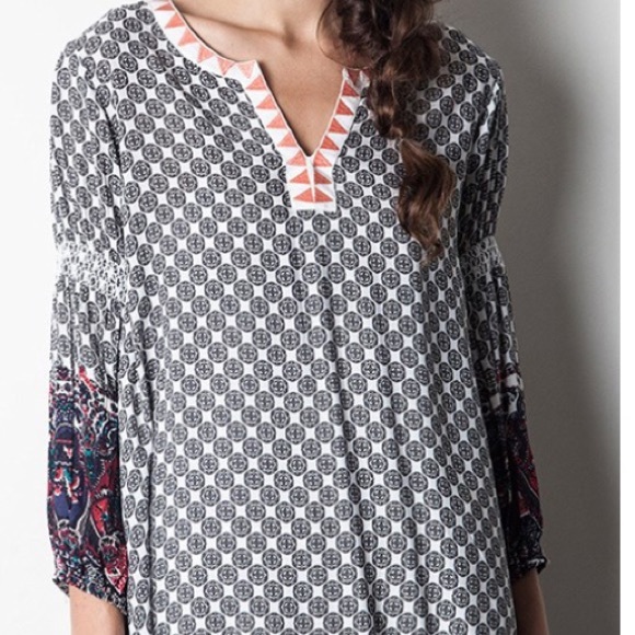 Bohemian Babydoll Tunic Dress - Picture 2 of 3