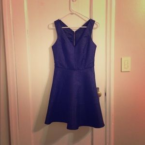 Express Metallic Blue Sleeveless fit & flare dress