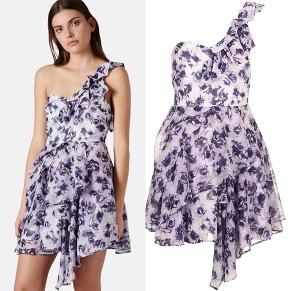 Topshop Dresses & Skirts - Topshop floral one shoulder dress SZ 2