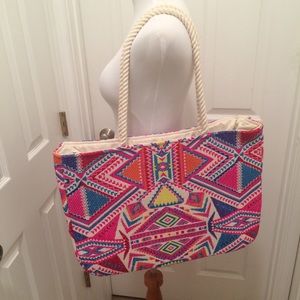 Judith March embroidered beach bag