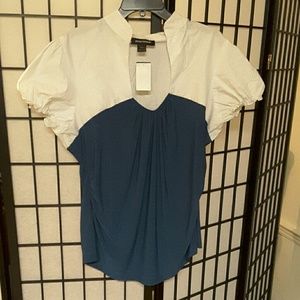 N ew teal blue and white and blue striped top