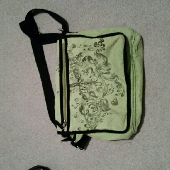 *SOLD*RED "Everybody Loves Me" Green Messenger Bag