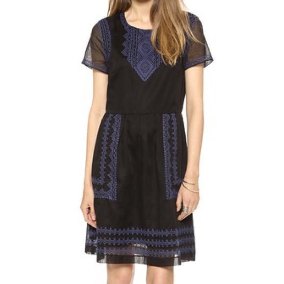 Madewell Augustine embroidered black dress