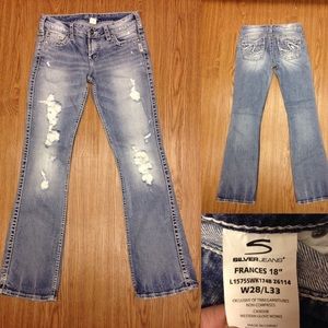 EUC SILVER BOOT CUT JEANS
