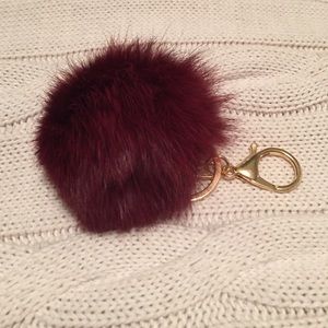 Burgundy Poof Keychain