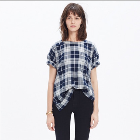 {SOLD} Madewell Oversized Tee in Emporia Plaid - Picture 3 of 4