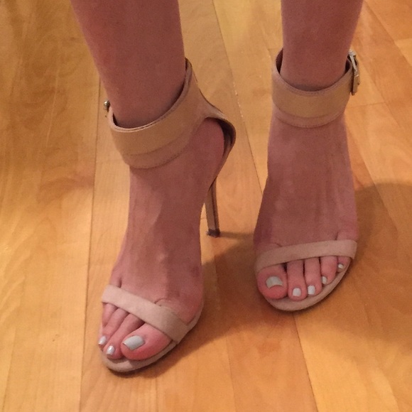Nude Zara ankle strap sandal heels