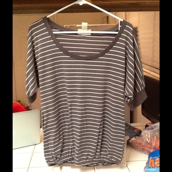 Gray and white striped shirt