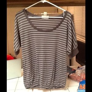 Gray and white striped shirt