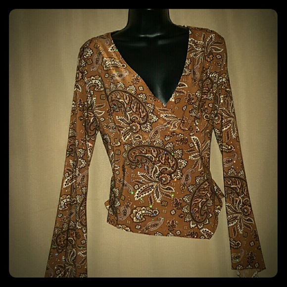 Sequined brown paisley top