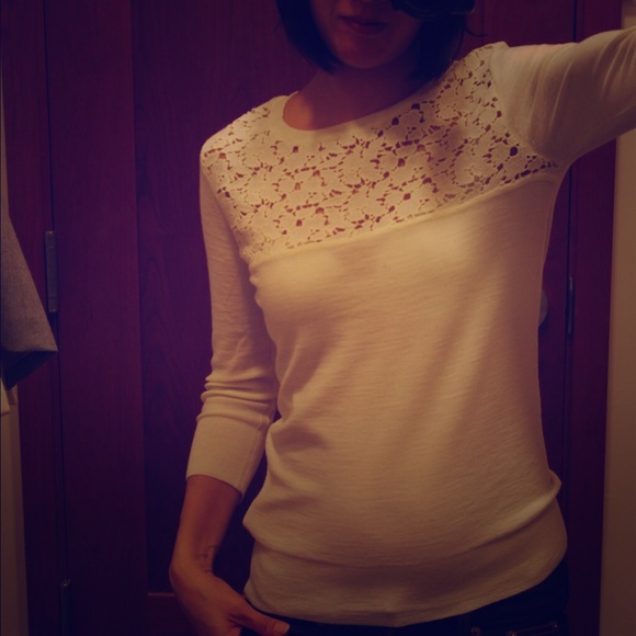 J Crew merino tatted lace sweater size XS