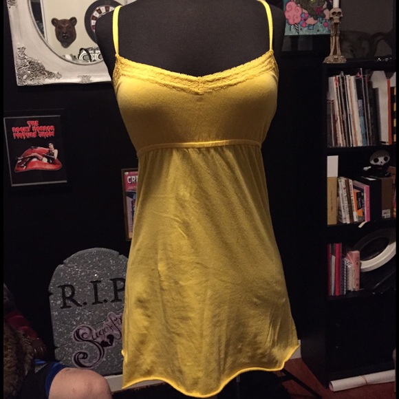 Yellow spaghetti strap tank top
