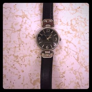 Silver-Tone Black Dial Watch