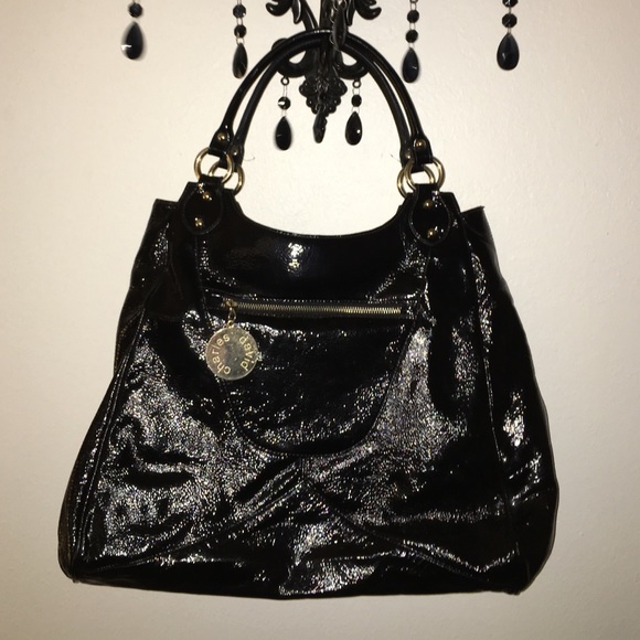 Large black patent leather Charles David bag