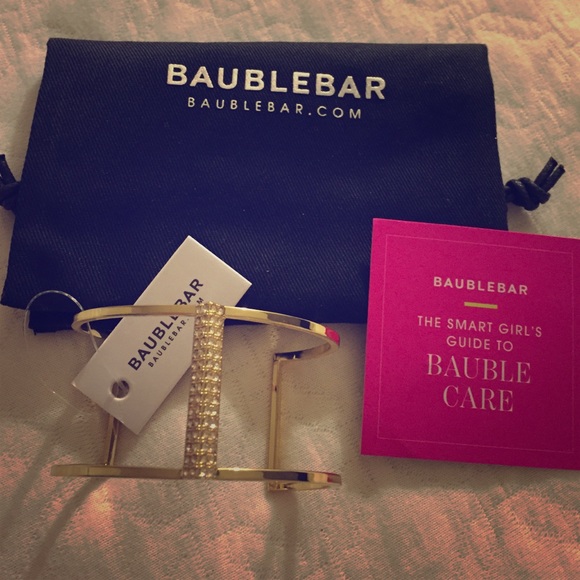 Baublebar Gold Cuff Bracelet with Rhinestones