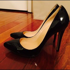 Patent black high heels