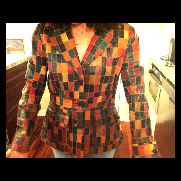 Leather Jacket Patchwork Vintage