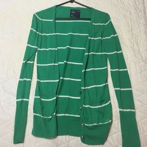 AE green and white cardigan