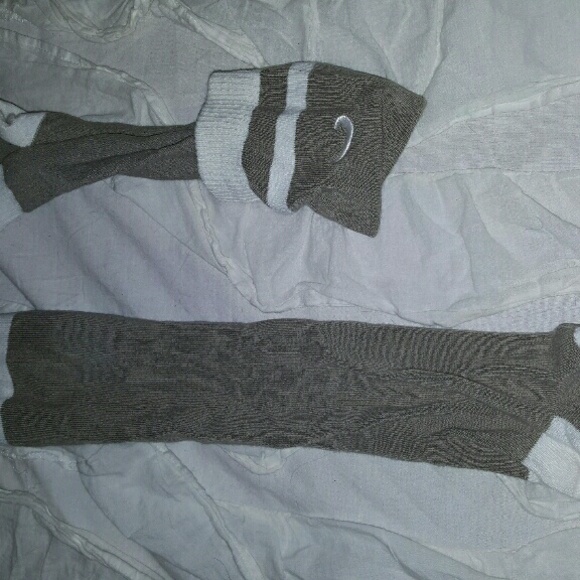 Beige grey and white Nike knee socks